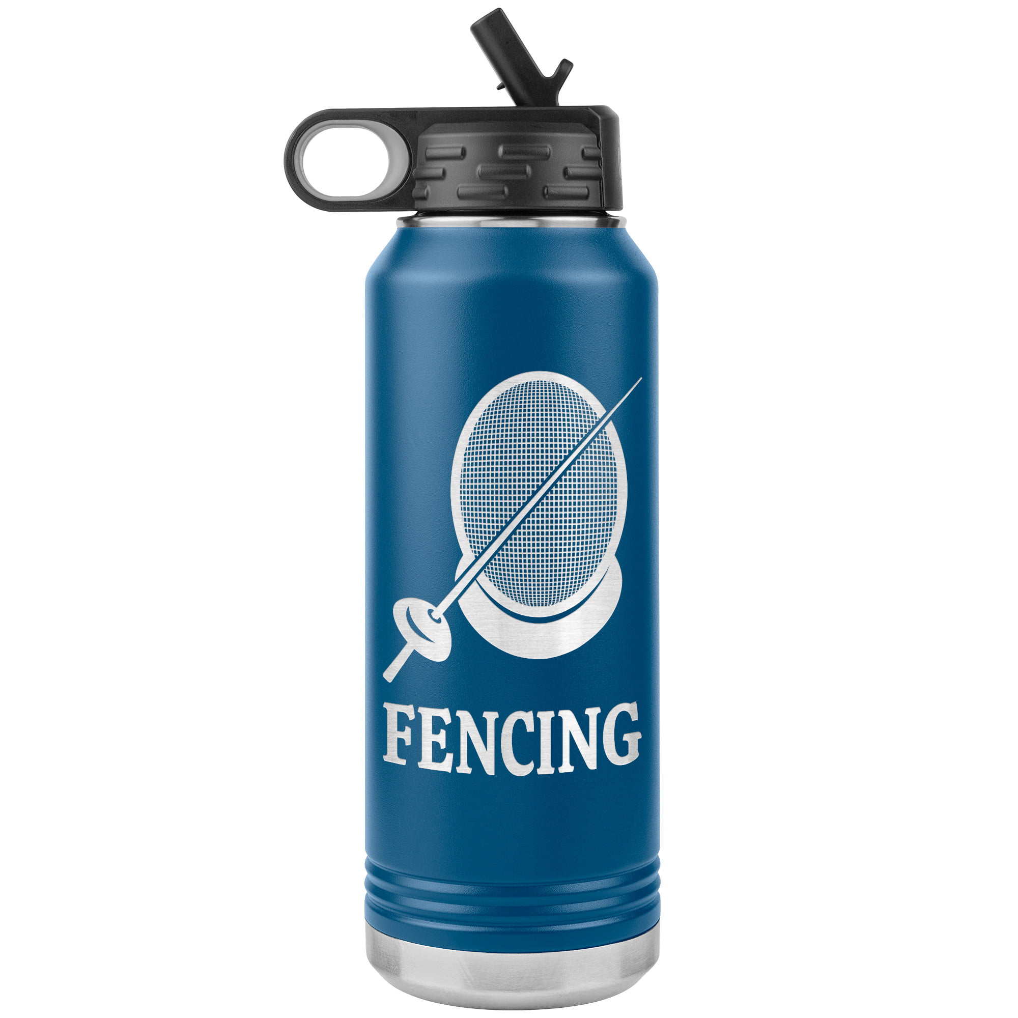 Fencing Mask Water Bottle Epee WB Tumbler Blue Mockup