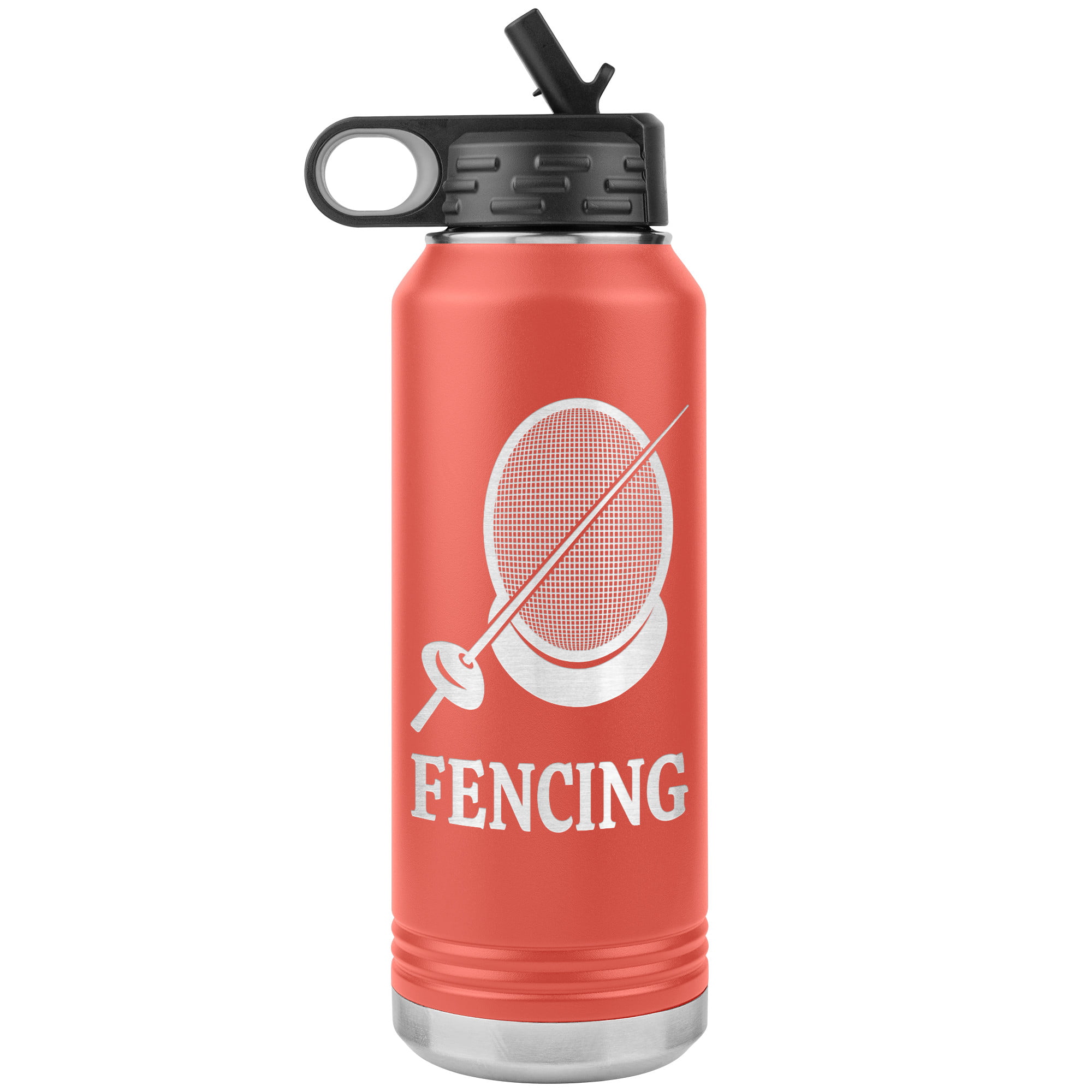 Fencing Mask Water Bottle Epee WB Tumbler Coral Mockup