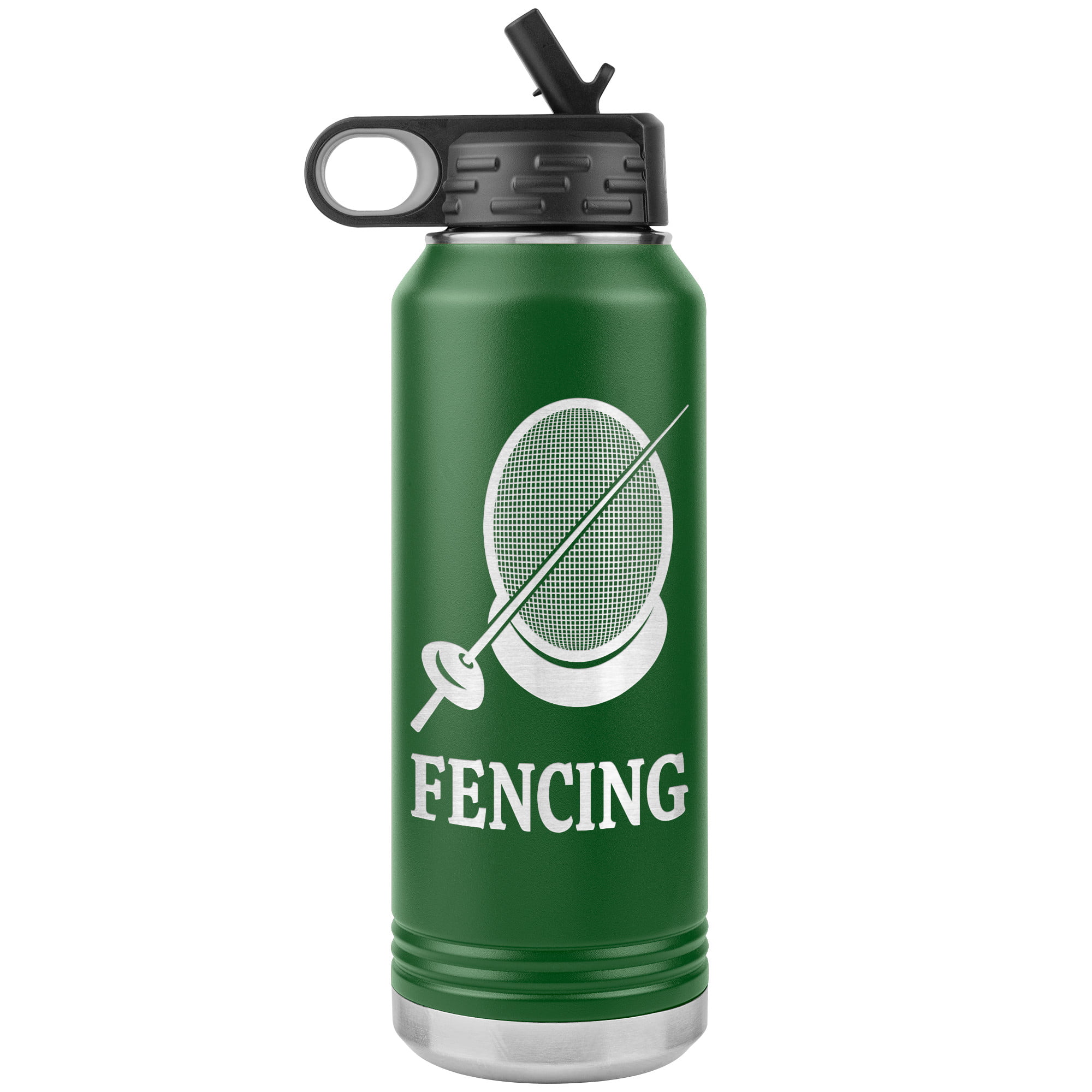Fencing Mask Water Bottle Epee WB Tumbler Green Mockup