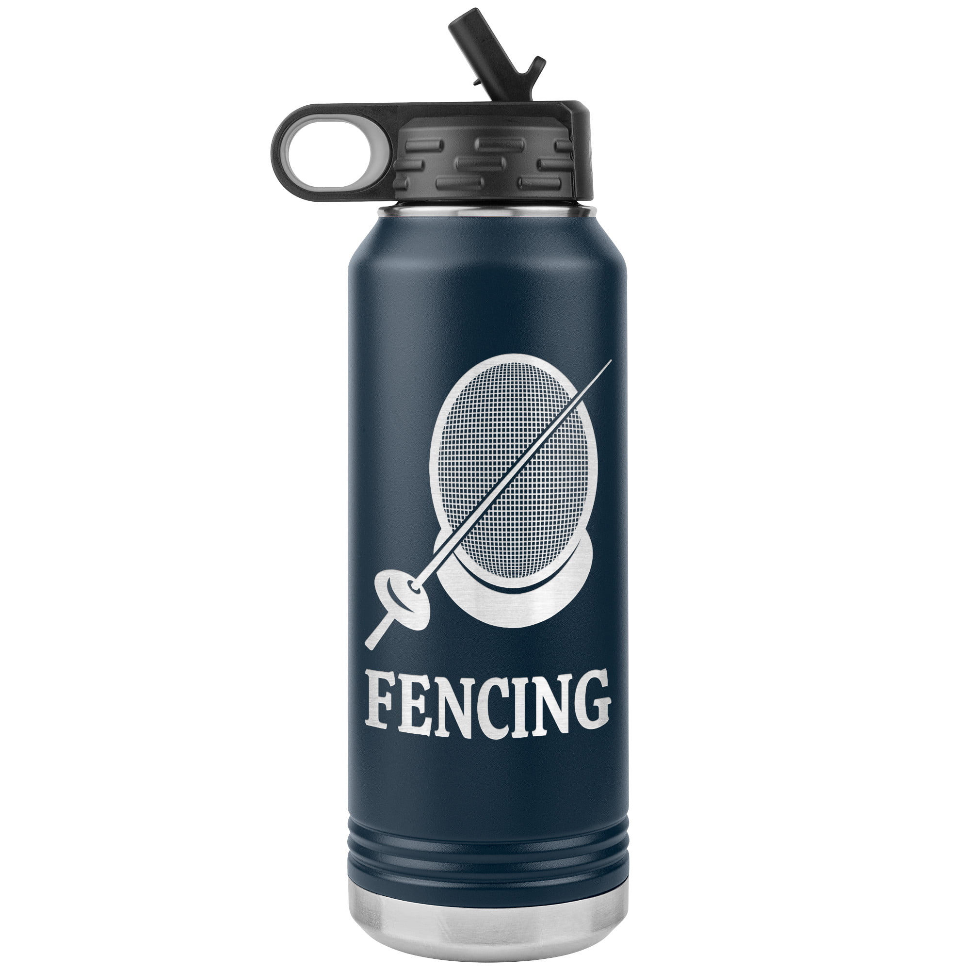Fencing Mask Water Bottle Epee WB Tumbler Navy Mockup