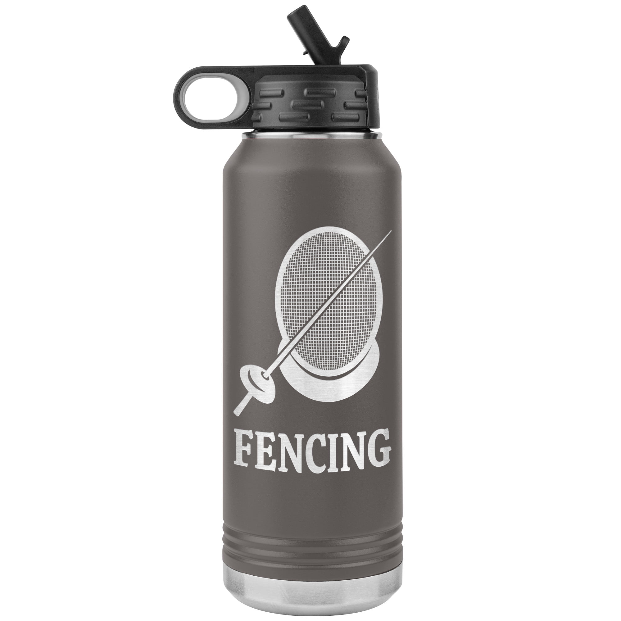 Fencing Mask Water Bottle Epee WB Tumbler Pewter Mockup