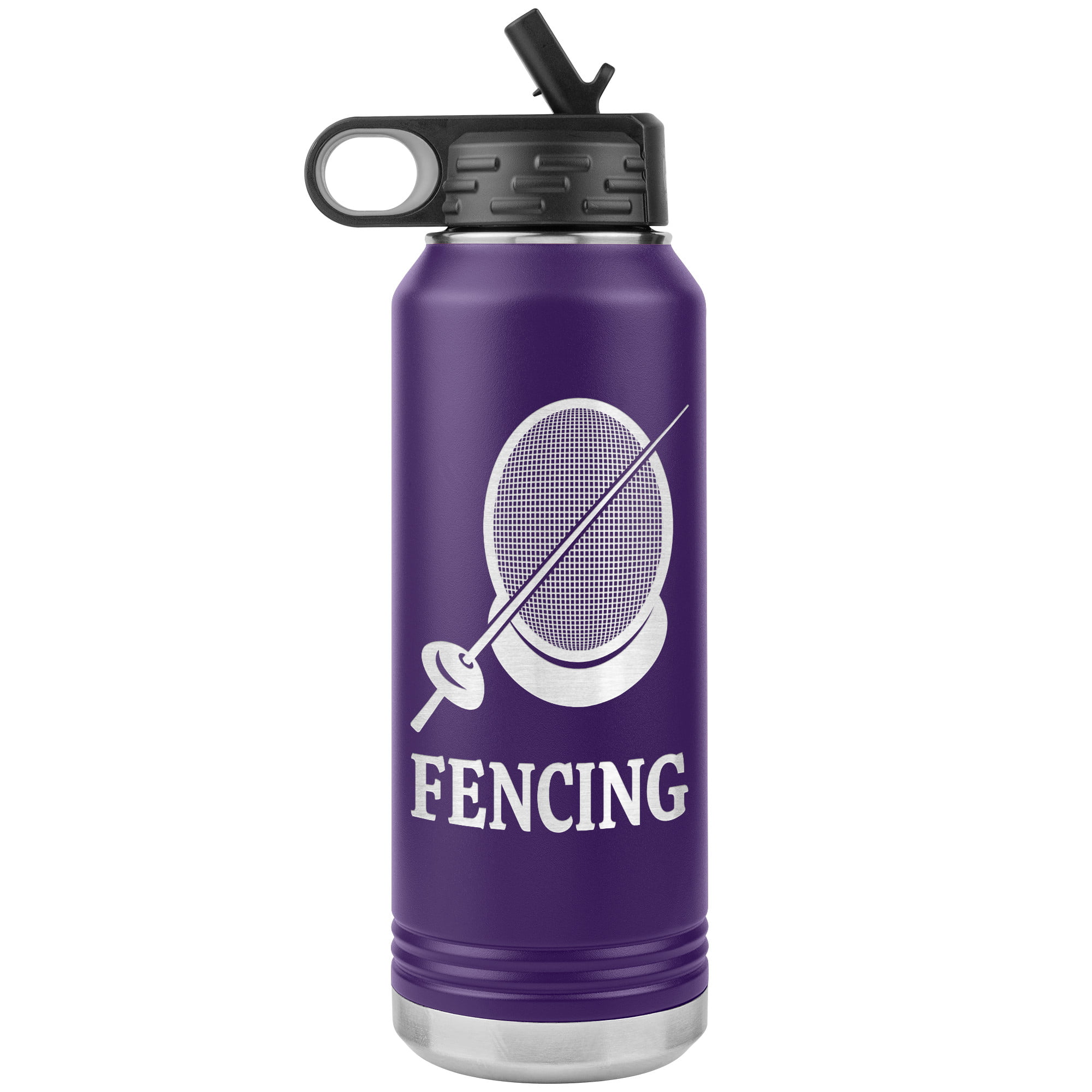 Fencing Mask Water Bottle Epee WB Tumbler Purple Mockup