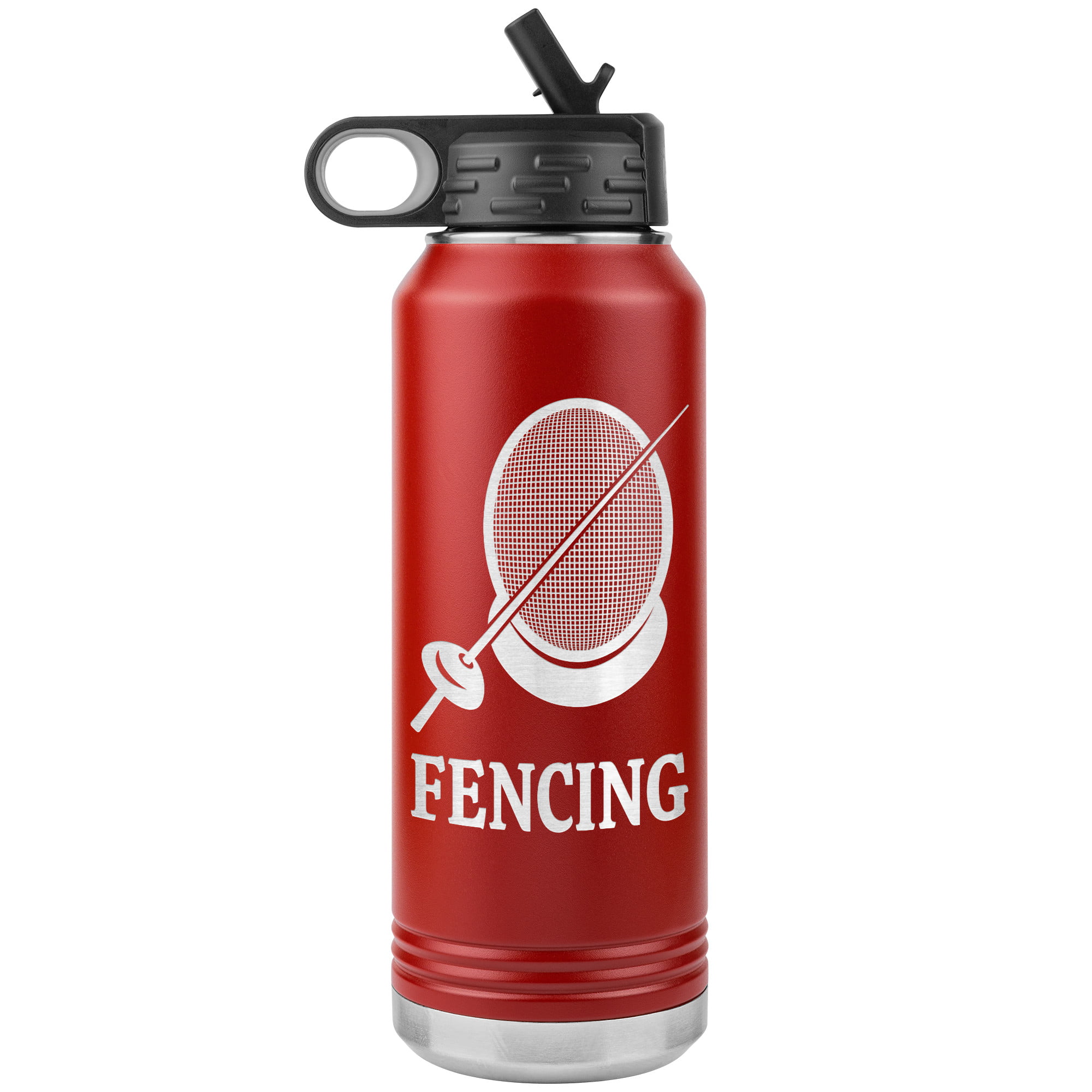 Fencing Mask Water Bottle Epee WB Tumbler Red Mockup