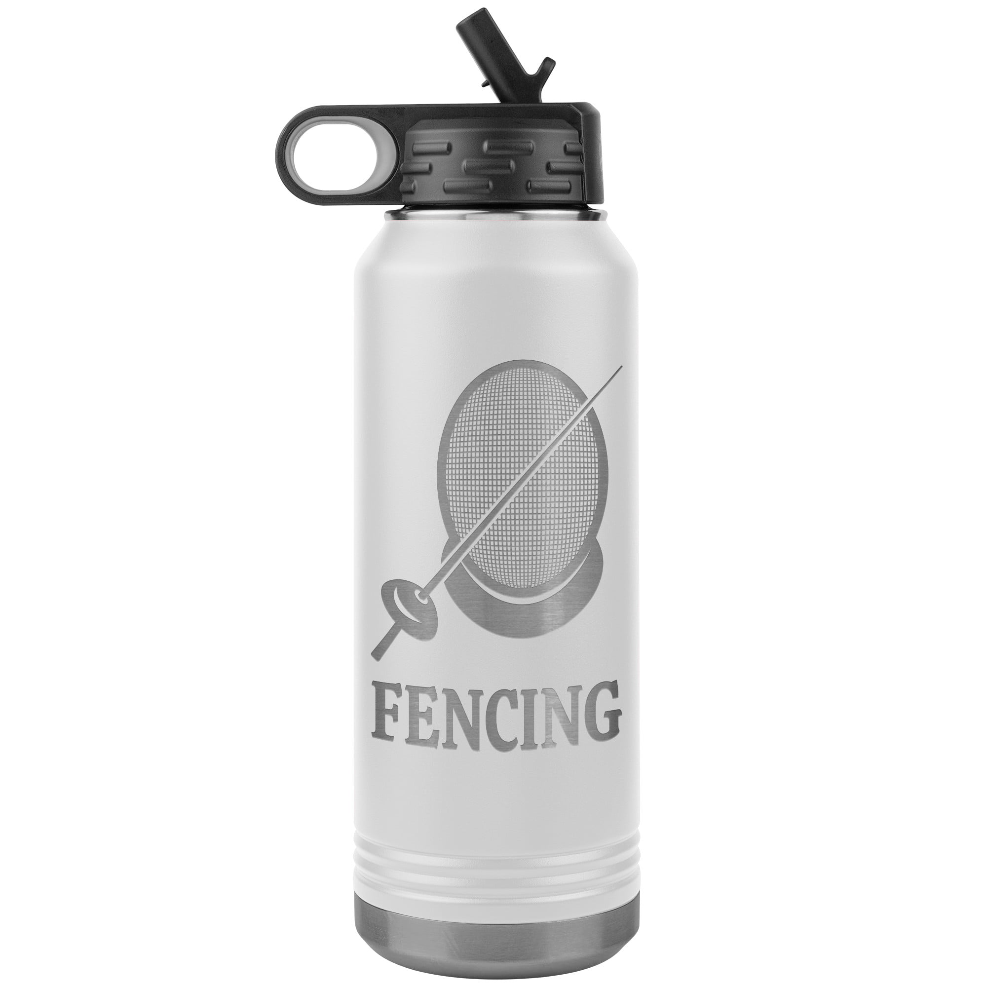 Fencing Mask Water Bottle Epee WB Tumbler White Mockup