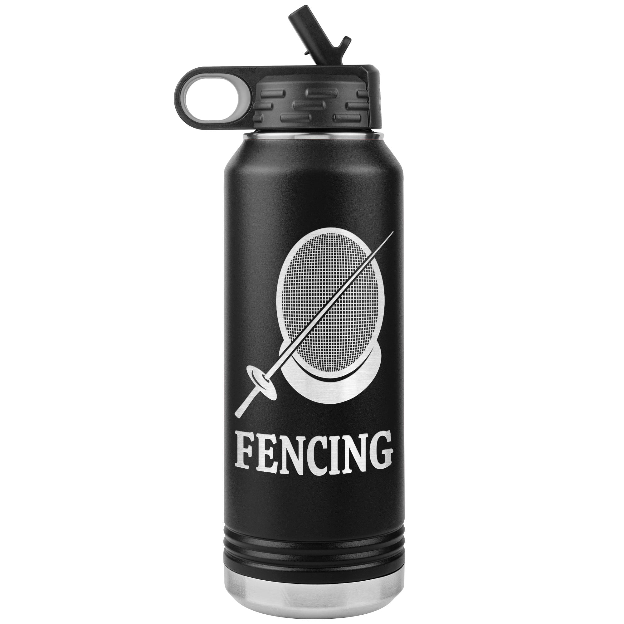 Fencing Mask Water Bottle Foil WB Tumbler Black Mockup