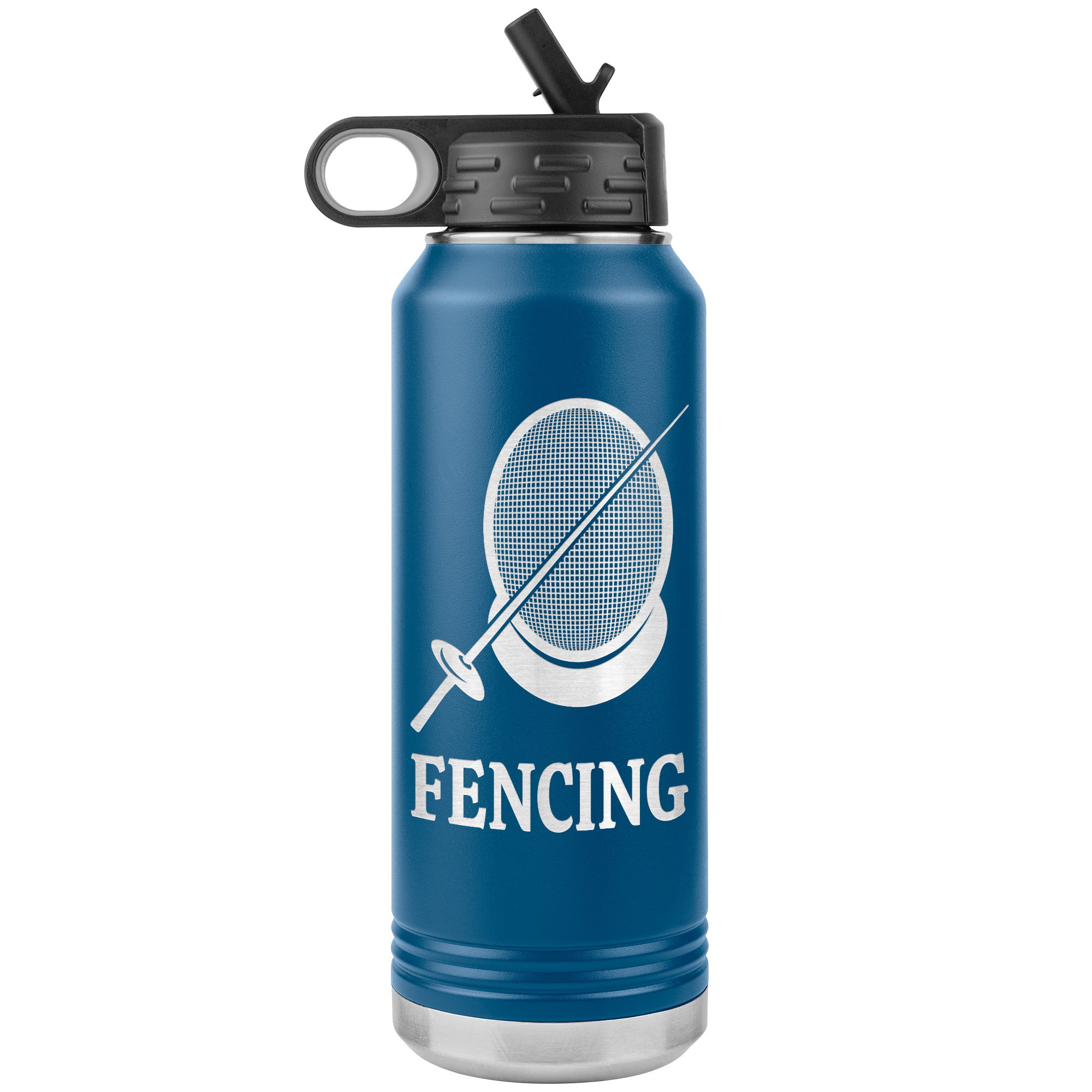 Fencing Mask Water Bottle Foil WB Tumbler Blue Mockup