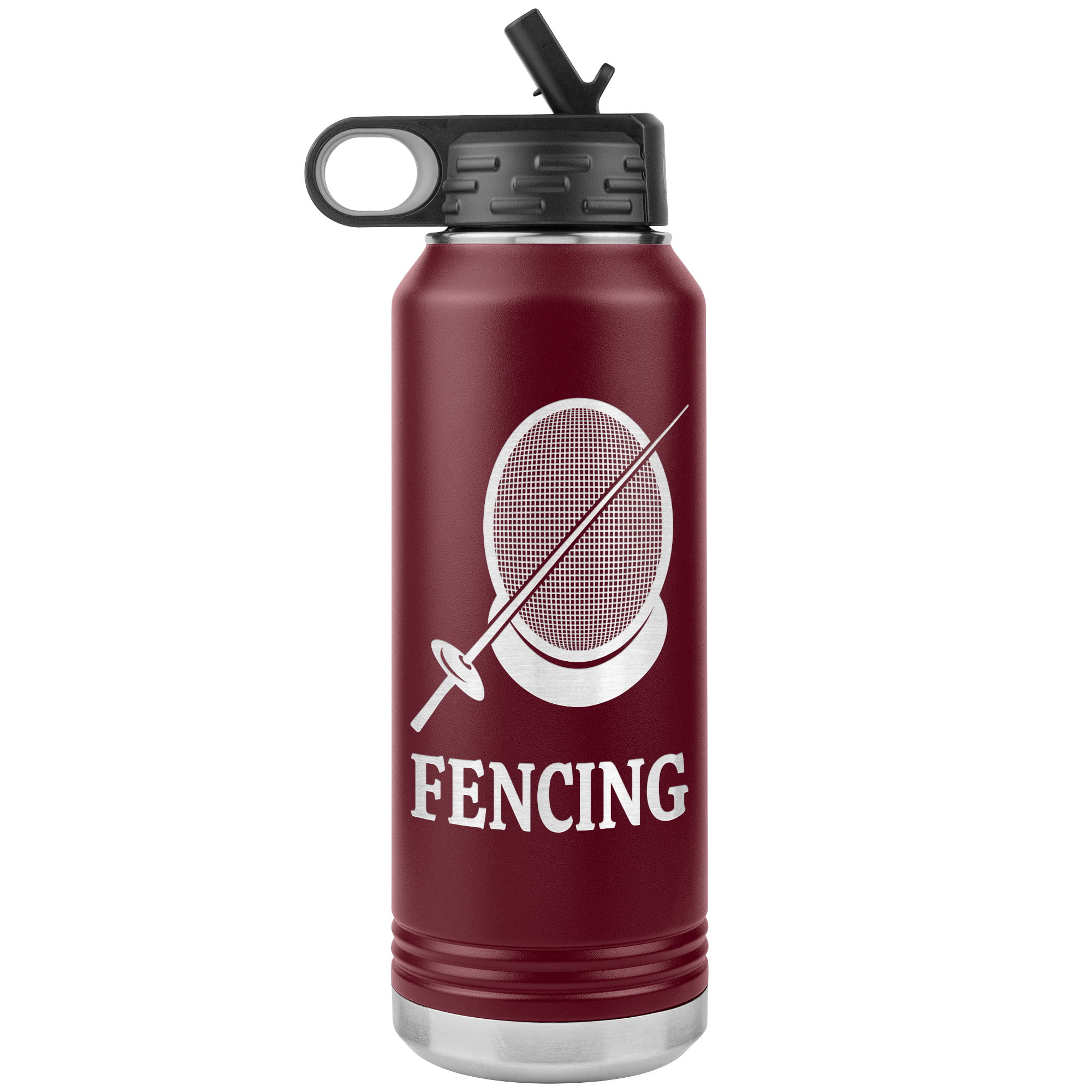 Fencing Mask Water Bottle Foil WB Tumbler Maroon Mockup