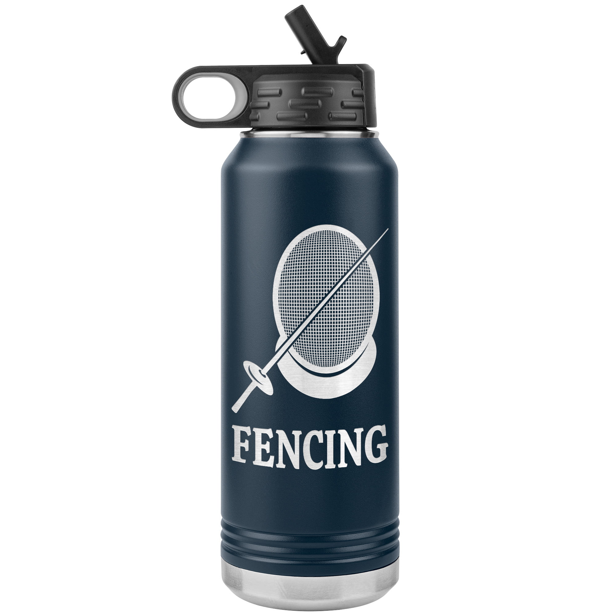 Fencing Mask Water Bottle Foil WB Tumbler Navy Mockup