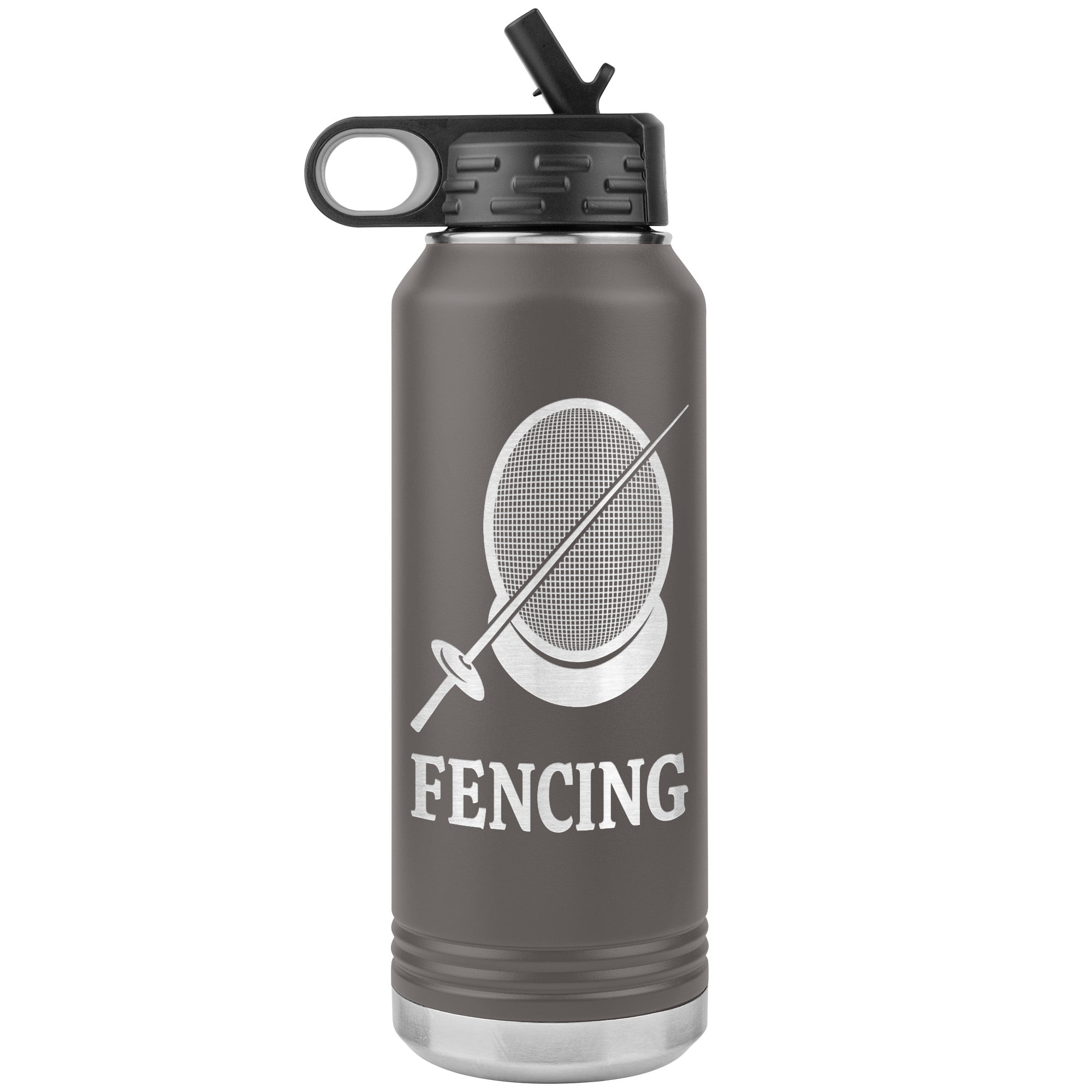 Fencing Mask Water Bottle Foil WB Tumbler Pewter Mockup