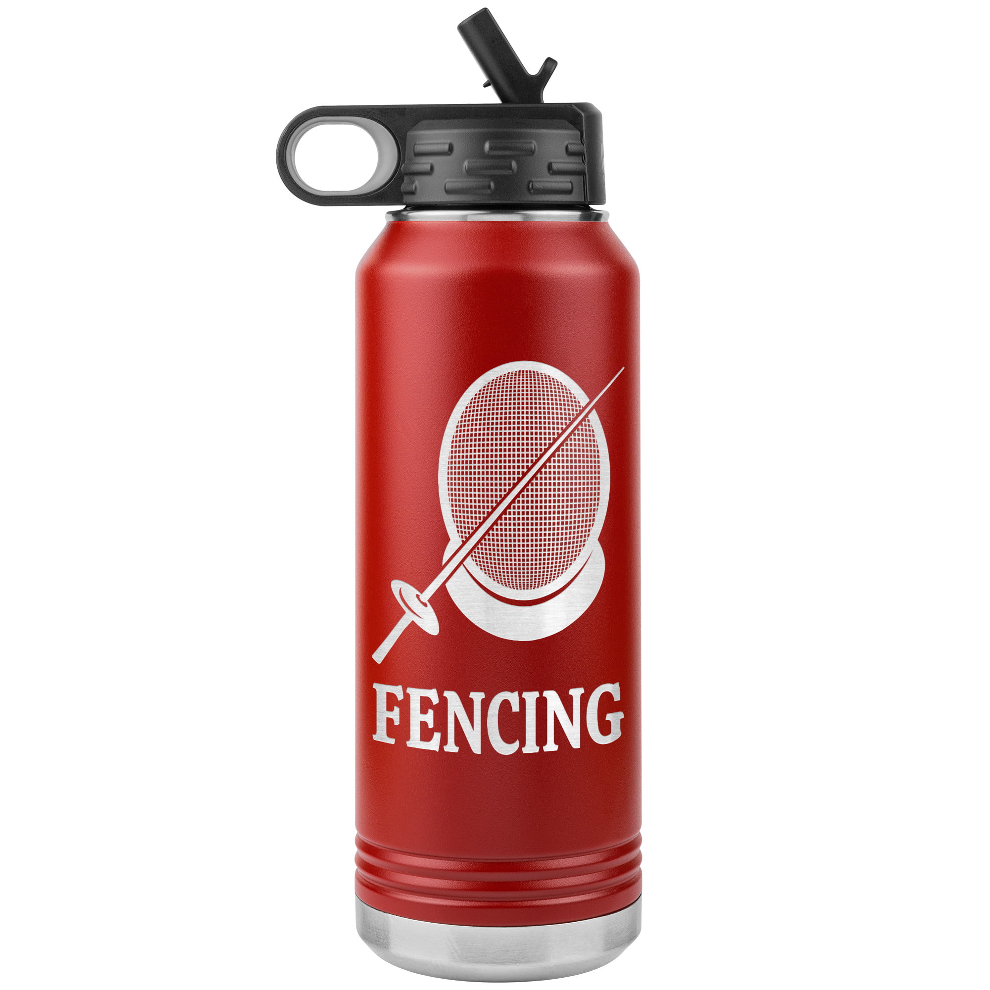 Fencing Mask Water Bottle Foil WB Tumbler Red Mockup