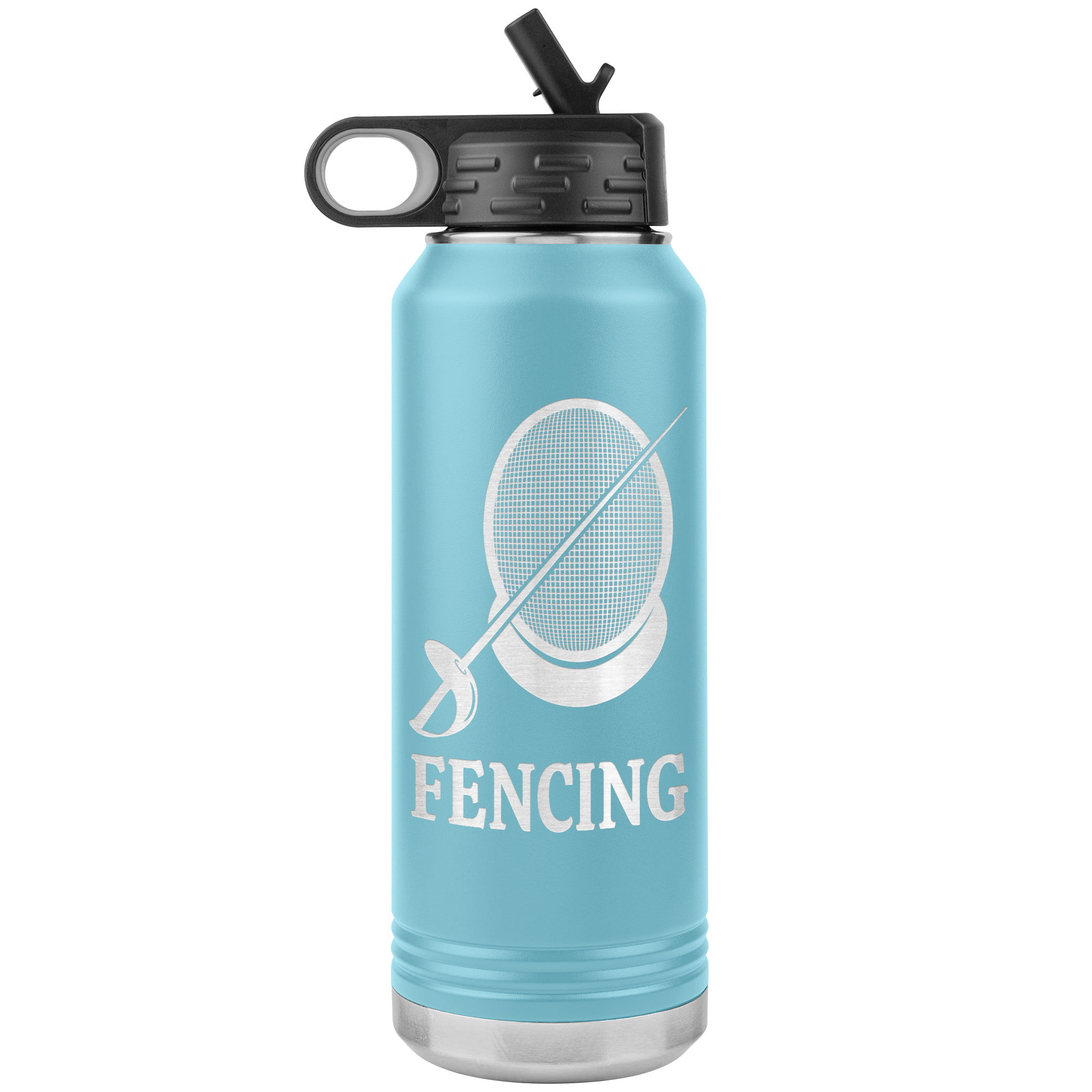 Fencing Mask Water Bottle Sabre WB Tumbler LtBlue Mockup
