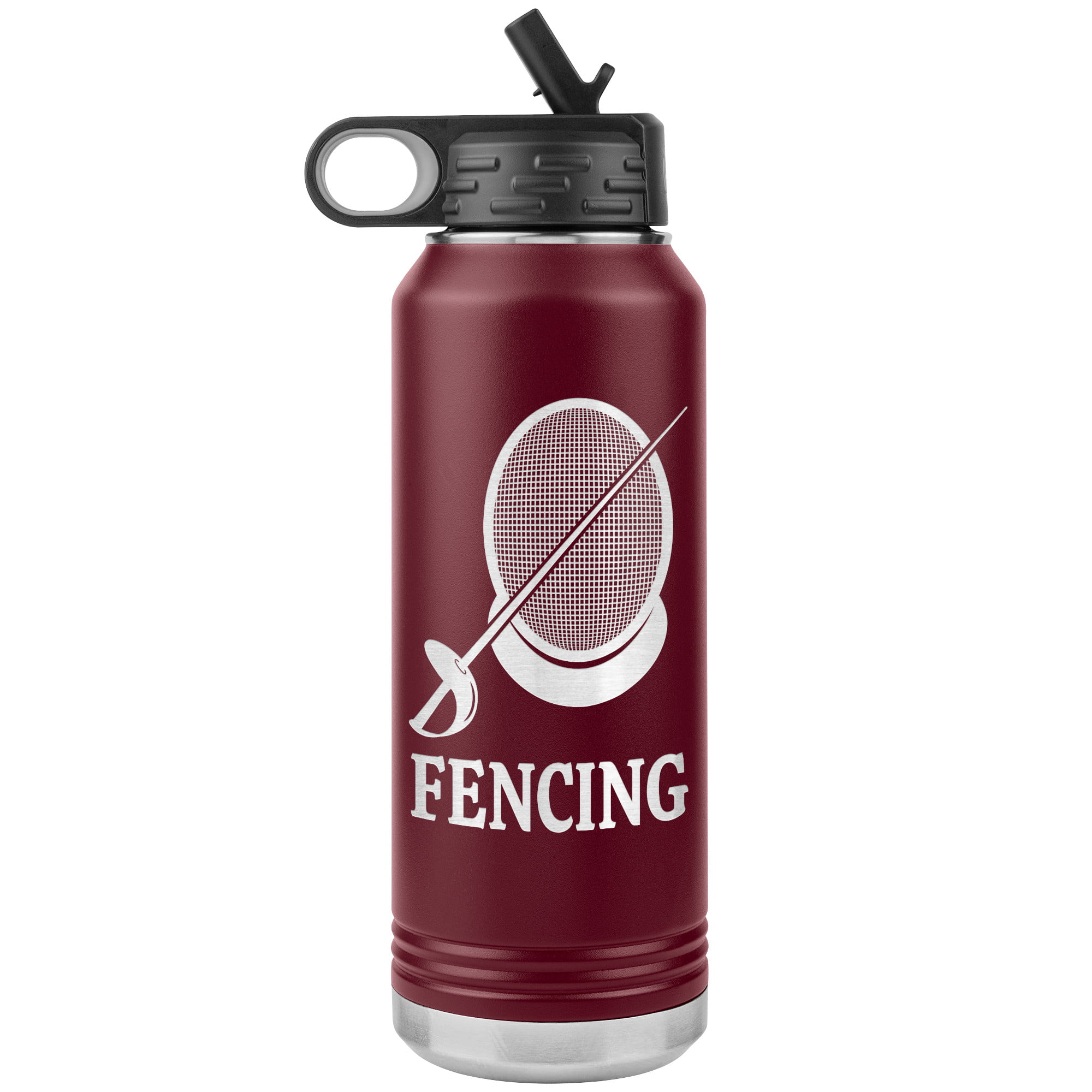 Fencing Mask Water Bottle Sabre WB Tumbler Maroon Mockup