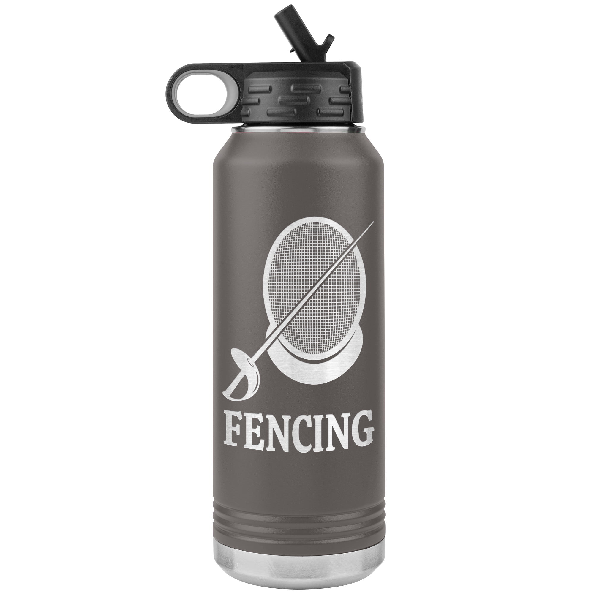 Fencing Mask Water Bottle Sabre WB Tumbler Pewter Mockup