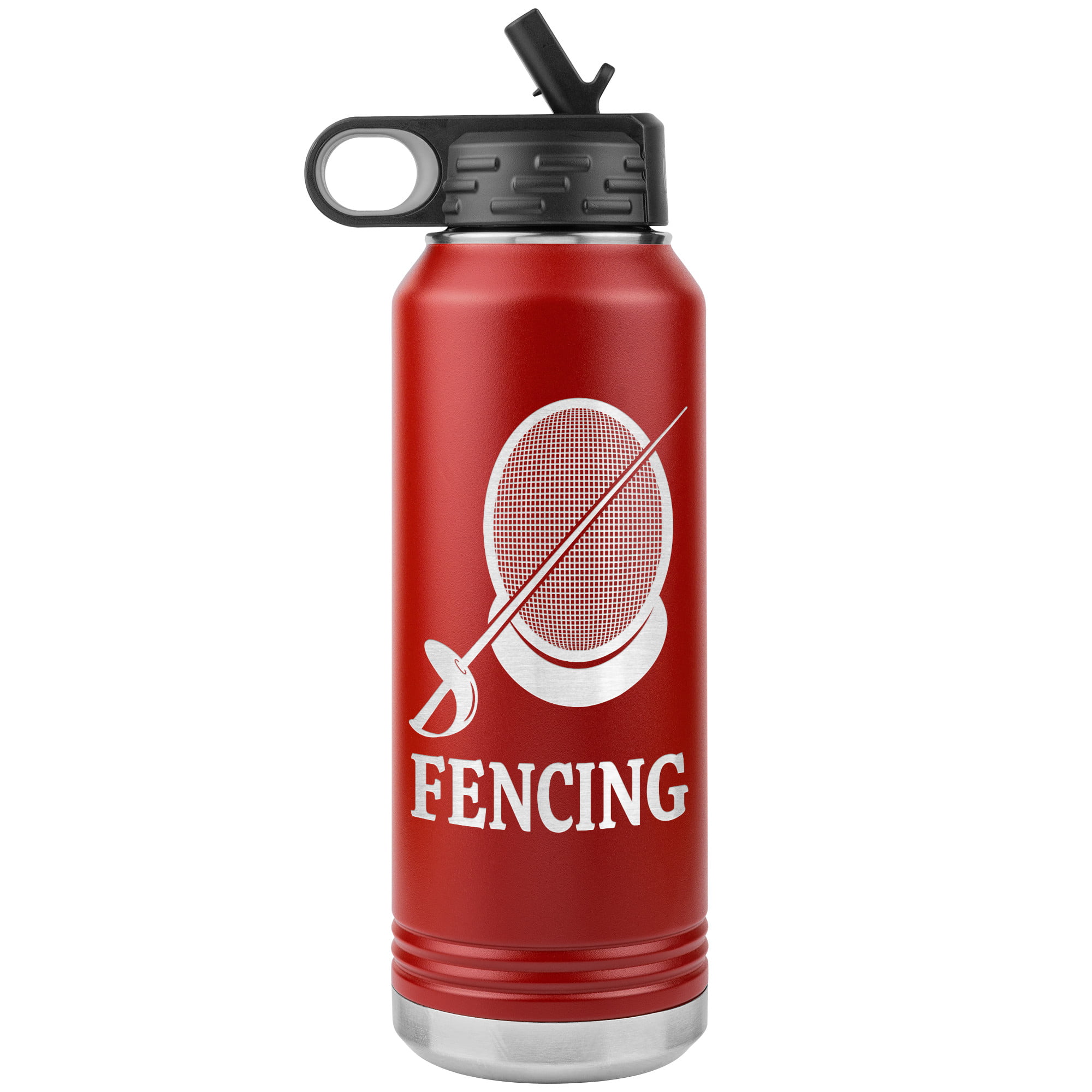 Fencing Mask Water Bottle Sabre WB Tumbler Red Mockup