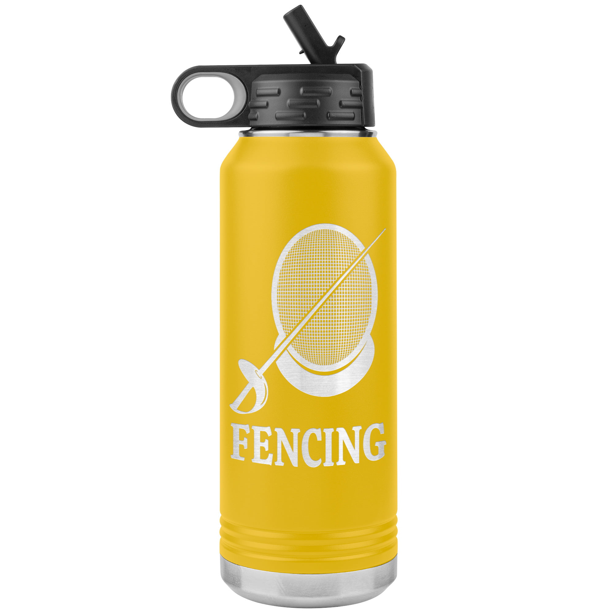 Fencing Mask Water Bottle Sabre WB Tumbler Yellow Mockup