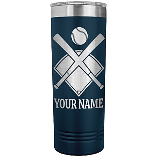 Softball/Baseball Skinny Tumbler 54 Personalized Softball or Baseball Tumbler with Custom Text