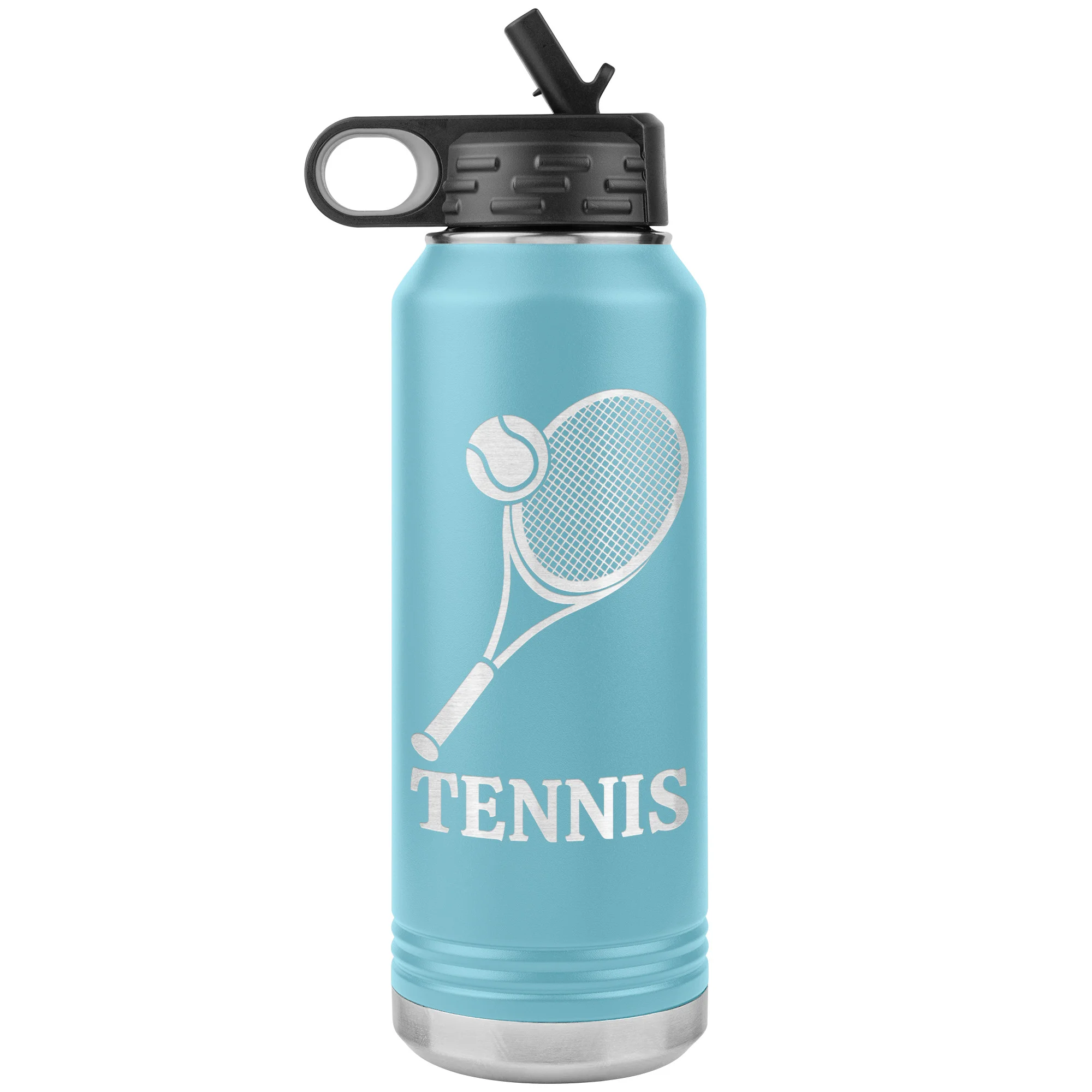 personalized tennis bottle light blue