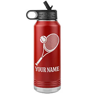 Tennis Water Bottle 54 Personalized Tennis Water Bottle with Custom Text