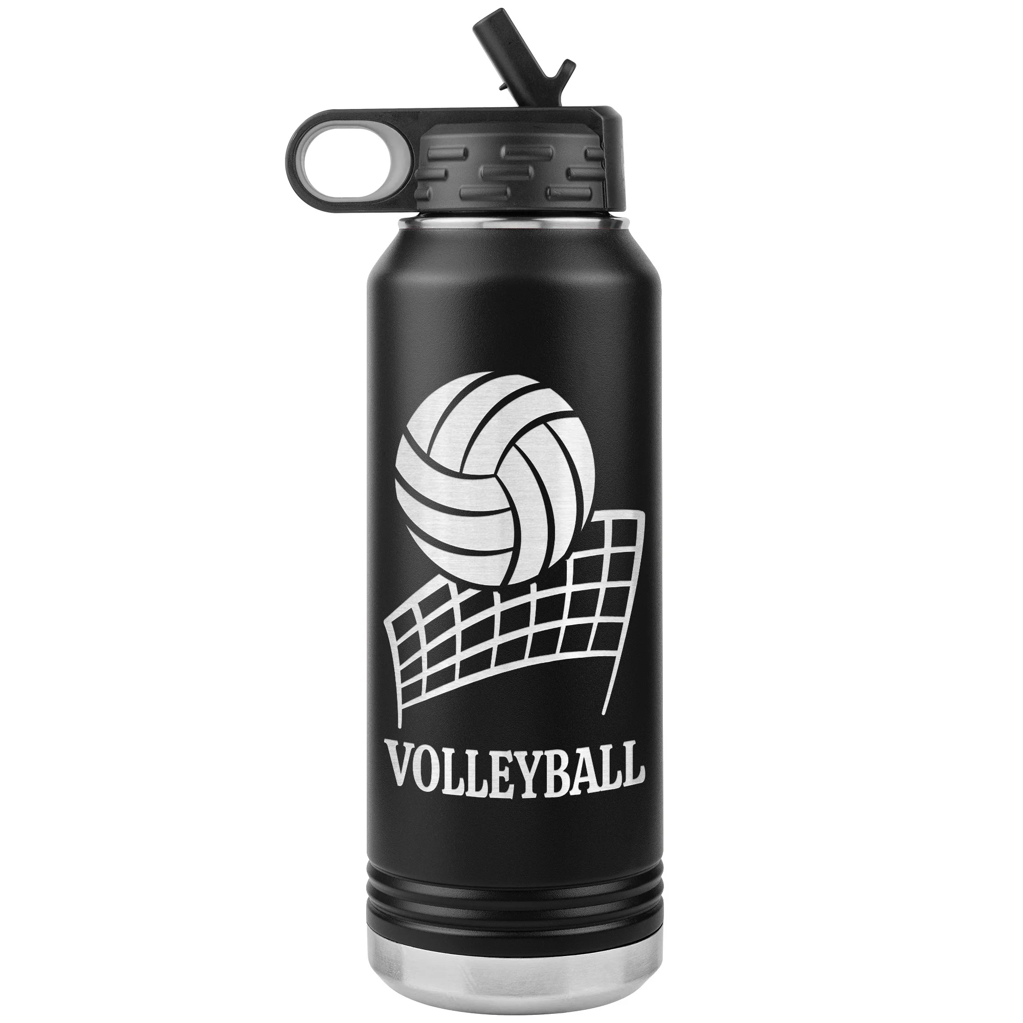 personalized volleyball bottle black
