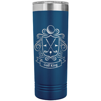 Golf Coat of Arms Skinny Tumbler 53 Golf King Tumbler Blue