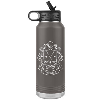 Golf Coat of Arms Water Bottle 53 Golf King Water Bottle WB Tumbler Pewter