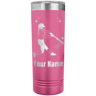 Softball Girl Skinny Tumbler 52 Personalized Pink Softball Stainless Steel Tumbler