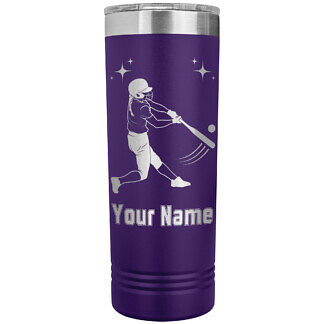 Softball Girl Skinny Tumbler 53 Personalized Purple Softball Tumbler with Player Name