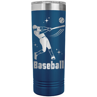 Baseball Skinny Tumbler - Batter 54 Personalized Blue Baseball Tumbler with Custom Text