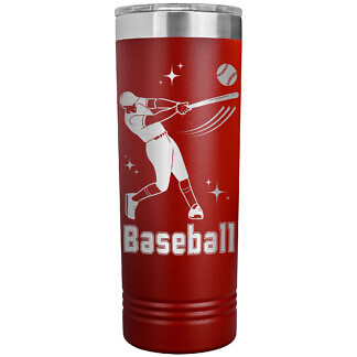 Baseball Skinny Tumbler - Batter 52 Personalized Red Baseball Coach Tumbler