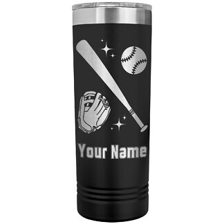 Baseball Bat & Glove Tumbler 53 Personalized Black Baseball Tumbler with Player Name