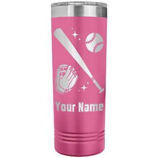 Baseball Bat & Glove Tumbler 52 Personalized Pink Softball Stainless Steel Tumbler