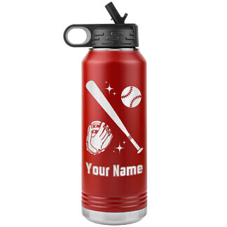 Baseball Bat & Glove Water Bottle 53 Personalized Baseball Water Bottle with Player Name