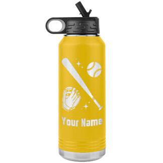 Baseball Bat & Glove Water Bottle 54 Personalized Baseball Water Bottle with Custom Text
