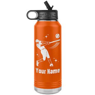 Baseball Water Bottle - Batter 53 Personalized Baseball Water Bottle with Player Name