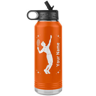 Tennis Serve Water Bottle 54 Personalized Gift for Tennis Player - Water Bottle with Custom Text
