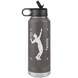 Tennis Serve Water Bottle 53 Custom Gift for Tennis Coach - Water Bottle with Name