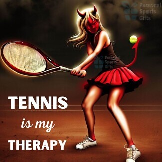 What are the benefits of sports? 2 Devil girl playing tennis - tennis is my theraly - benefits of sports
