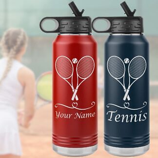 Custom Water Bottle with Tennis Racquets