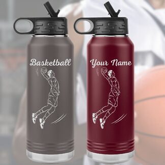 basketball water bottle with player outline